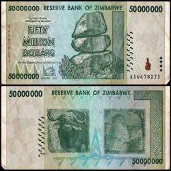 Zimbabwe 50 Million Dollars World Banknote 2008 P79 Used Condition Unique and Rare