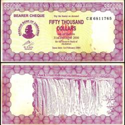 Zimbabwe 50000 Dollars World Banknote Bearer Cheque 2003 P23 Used Unique and Rare