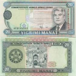 Turkmenistan 20 Manat 1995 Unc World Unique and Rare