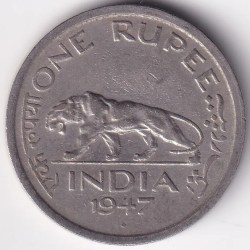 British India One Rupee Nickel 1947 Bombay Mint Coin