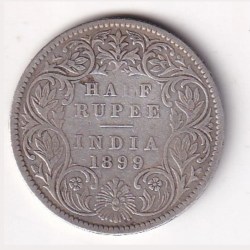 India - British ½ Rupee 1899 - Victoria Rare Silver Coin