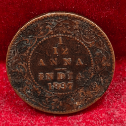 British-India 1⁄12 Anna - 1897 Victoria Rare Coin#C-135