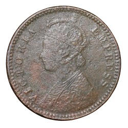 Copper 1/12 Anna of Victoria Empress (AD 1878) of Calcutta Mint Bust Type B Inverted 'V'