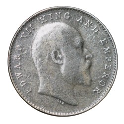 Silver 2 Annas of Edward VII (AD 1907) of Calcutta Mint Scarce