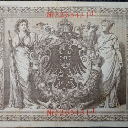 1000 Mark of Germany Country (AD 1910) Old Currency Note from World War I