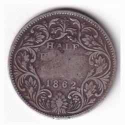 India - British ½ Rupee 1862 - Victoria Rare Silver Coin