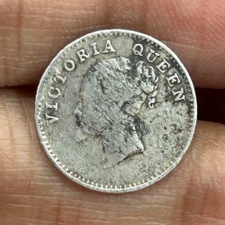 British-India Two Annas 1841 (Victoria Contiguous Legend) Rare Silver Coin#K-186