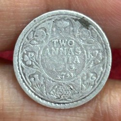 British-India Two Annas 1913 (George V) Rare Silver Coin#K-212