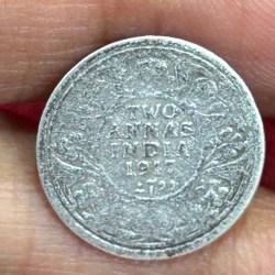 British-India Two Annas 1917 (George V) Rare Silver Coin#K-213
