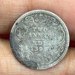 British-India Two Annas 1897 (Victoria) Rare Silver Coin#K-220