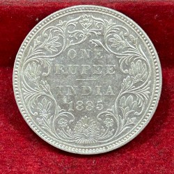 India - British 1 Rupee 1885 - Victoria Rare Silver UNC Coin #C-79