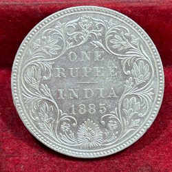 India - British 1 Rupee 1885 - Victoria Rare Silver UNC Coin #C-80