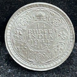 India - British ¼ Rupee 1944 - George VI Silver rare UNC Coin #S-61