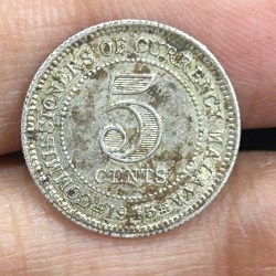 British Malaysia › Malaya 5 Cents 1945 - George VI Rare Silver Coin #S-65