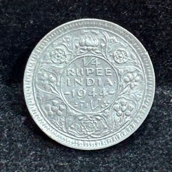 British- India ¼ Rupee -George VI (1944) Rare Silver Coin#S-99