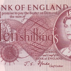 United Kingdom › England 10 Shillings - Elizabeth II Rare note ( A.U Condition) #B2