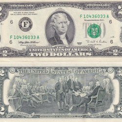 America 2 Dollar Rare , Declaration of Independence 1776 UNC Note