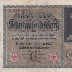 Germany 10 000 Mark 1922 Reichsbanknote Rare Note #B2