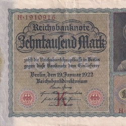 Germany 10 000 Mark 1922 Reichsbanknote Rare Note #B2