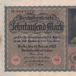 Germany 10 000 Mark 1922 Reichsbanknote Rare Note #B2