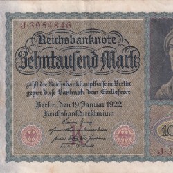 Germany 10 000 Mark 1922 Reichsbanknote Rare Note #B2