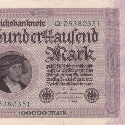 Germany 100 000 Mark 1923 Reichsbanknote Rare Note #B2