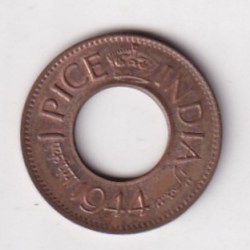 British -India 1 Pice George VI 1944 (HC Small DOT Below Date) Rare UNC Coin #K-230