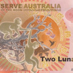 Australia 2 Lunar Dollars 2016 Rare UNC Note #B2