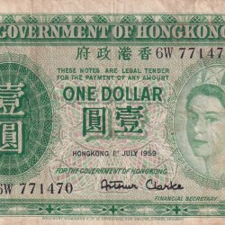China › Hong Kong 1 Dollar - Elizabeth II Note #B2