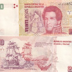 Argentina 20 Pesos without Convertibles de Curso Legal Rare UNC Note #Q