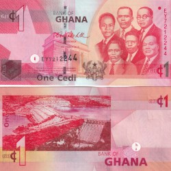 Ghana1 Cedi Rare UNC Note #Q