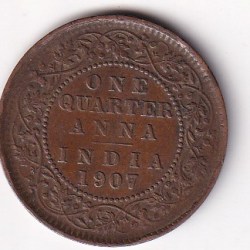 British India ¼ Anna - 1907 (Edward VII) Rare Coin#K-239