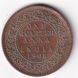 British India ¼ Anna - 1908 (Edward VII) Rare Coin#K-242