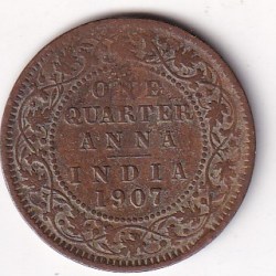 British India ¼ Anna - 1907 (Edward VII) Rare Coin#K-245