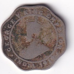 India - British 4 Annas 1919 - George V Rare Coin #S-42