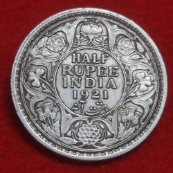 Half Rupee Silver Coin George V 1921 Calcutta Mint
