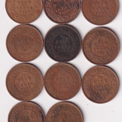 11 Different Dates Half Pice Rare British -India ( 11 Coin Set) #N-446