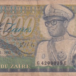 Congo (Zaire) 1000 Zaïres (1985) Rare Note#B2