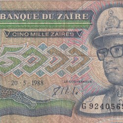 Congo (Zaire) 5000 Zaïres (1988) Rare Note#B2