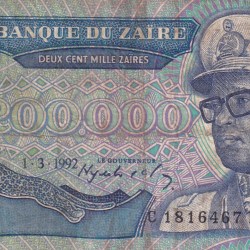 Congo (Zaire) 200 000 Zaires (1992) Rare Note#B2
