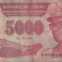 Congo (Zaire) 5000 Nouveaux Zaïres (1995) Rare Note#B2