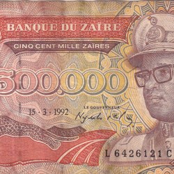 Zaire 500000 Zaïres (1992) Rare Note#B2