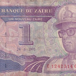 Zaire 1 Nouveaux Zaïres (1993) Rare Note#B2