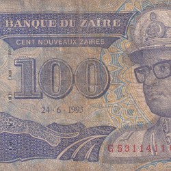 Zaire 100 Nouveaux Zaïres (1993) Rare Note#B2