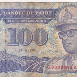 Zaire 100 Nouveaux Zaïres (1993) Rare Note#B2