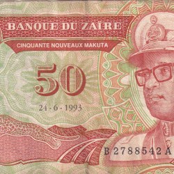 Zaire 50 Nouveaux Makuta (1993) Rare Note#B2