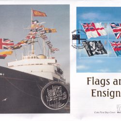 Flags and Ensigns ; 1996 UK £5 Brilliant Uncirculated Coin ( First Day Cover)