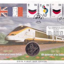 100th Anniversary of Entente Cordiale ; 2004 UK £5 Brilliant Uncirculated Coin ( First Day Cover)