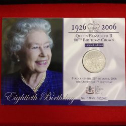 Queen Elizabeth II 80th Birthday Crown commemorative Proof coin set Five Pounds 2006 Year Issue The London Mint