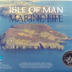 Isle of Man Marine Life 1998 1 Crown - Elizabeth II International Year Of the Ocean Rare Coin Set with Beautiful Folder